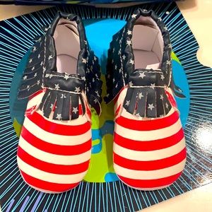 Infant US flag Print Moccasins
